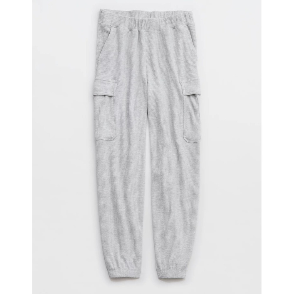 Aerie Women's Gray Traveler Waffle Cargo Jogger Size Large